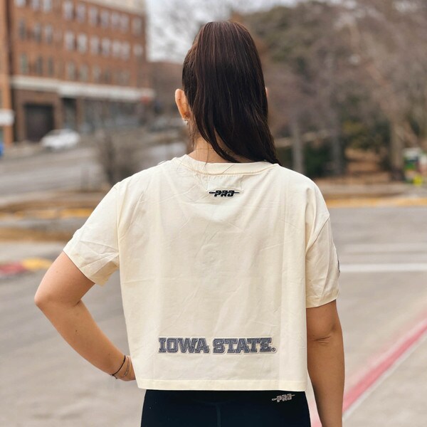 Pro Standard Women's I-State Off-White Boxy Cropped T-Shirt